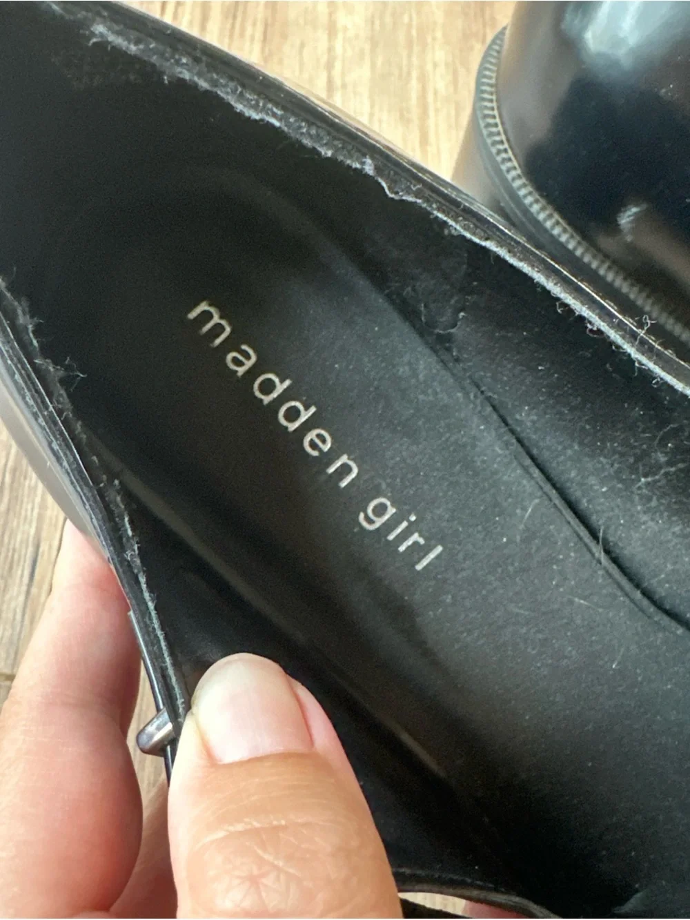 Madden Girl Roony Mary Jane t-Strap Chunky Platform Sz 10 Black Patent Y2K Style